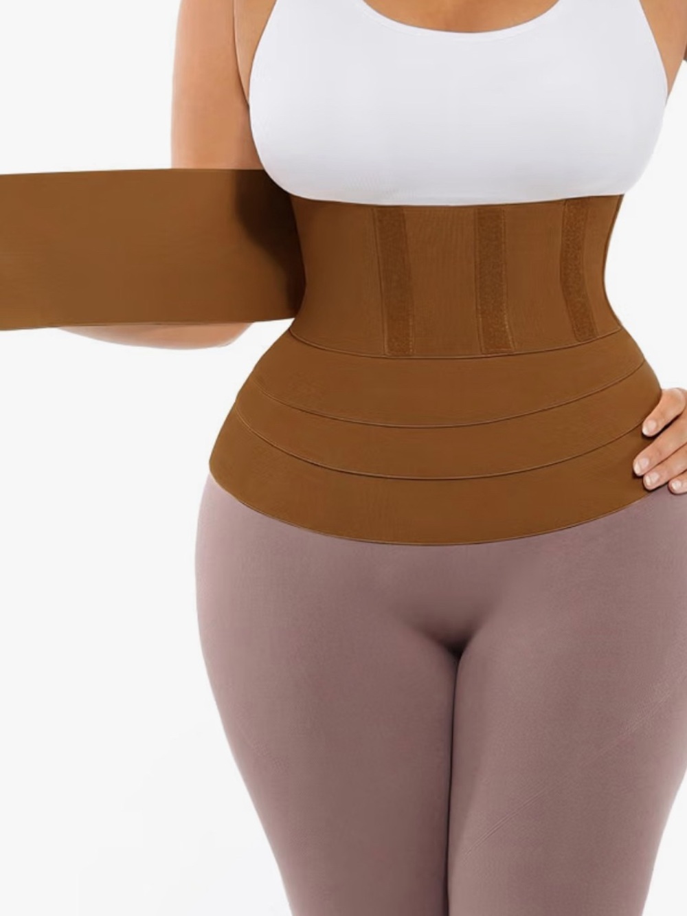 Brand New Brown Waist Trainer Shapewear Belt One Size-(fits waist 28.5-47.5IN )